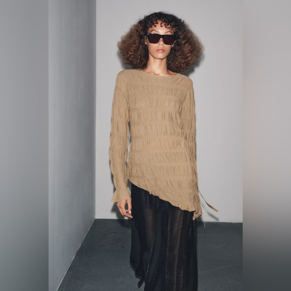 ZARA RUCHED KNIT TOP - Picture 7 of 12
